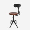 Taburete giratorio ajustable vintage industrial con respaldo Crewi Back Rebajas