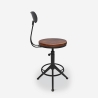 Taburete giratorio ajustable vintage industrial con respaldo Crewi Back Oferta