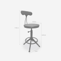 Taburete giratorio ajustable vintage industrial con respaldo Crewi Back Descueto