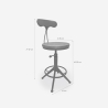Taburete giratorio ajustable vintage industrial con respaldo Crewi Back Descueto