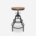 Taburete ajustable con tornillo de rosca de madera y metal estilo industrial vintage Vont Promoción