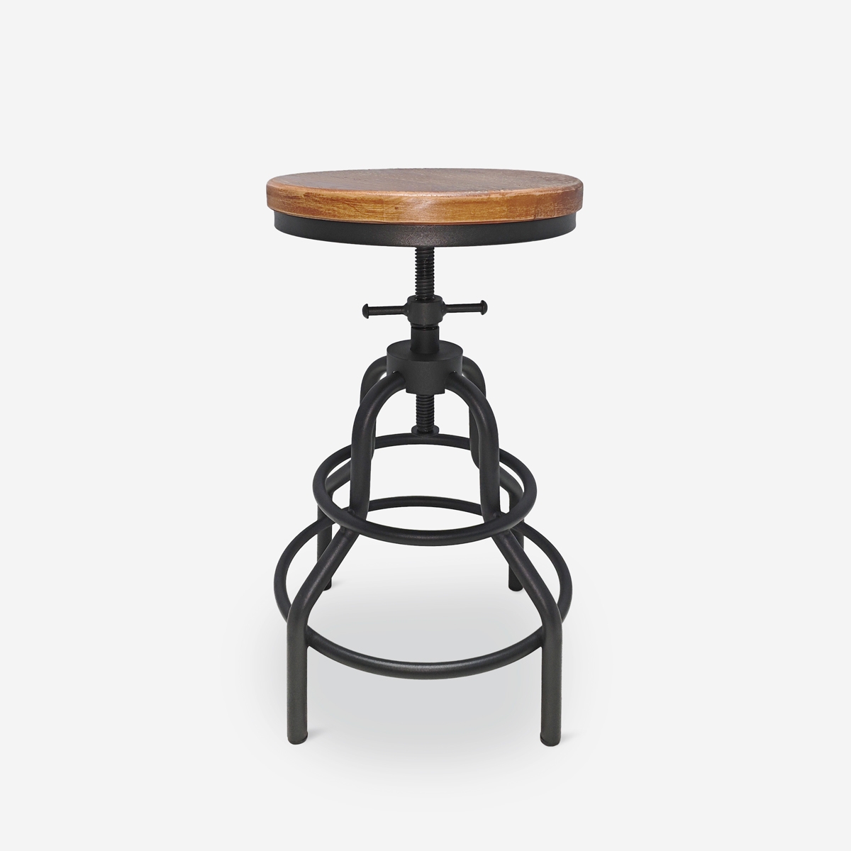 Taburete ajustable con tornillo de rosca de madera y metal estilo industrial vintage Vont Promoción Taburete ajustable con tornillo de rosca de madera y metal estilo industrial vintage Vont Promoción