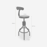 Taburete vintage industrial ajustable para barra de cocina con respaldo Junt Rebajas