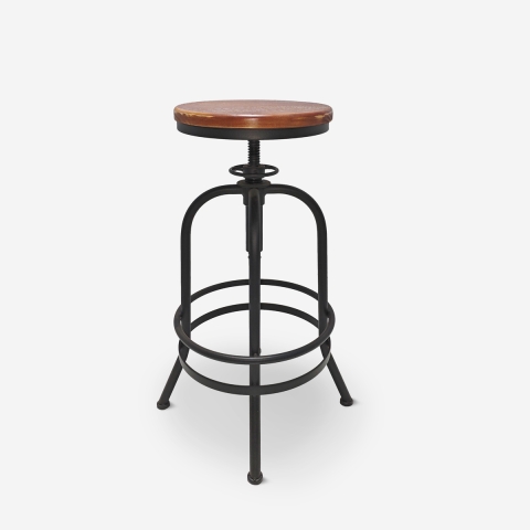 Taburete de bar vintage industrial ajustable con reposapiés Klom Promoción