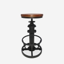 Taburete vintage industrial de bar ajustable con reposapiés Ziblo Promoción