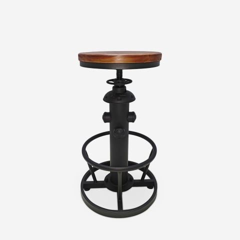 Taburete vintage industrial de bar ajustable con reposapiés Ziblo Promoción
