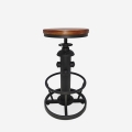 Taburete vintage industrial de bar ajustable con reposapiés Ziblo Promoción