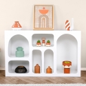 Consola de entrada moderna blanca con compartimentos curvados 120x37cm Liva Rebajas