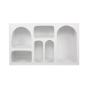 Consola de entrada moderna blanca con compartimentos curvados 120x37cm Liva Venta