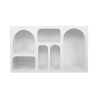 Consola de entrada moderna blanca con compartimentos curvados 120x37cm Liva Venta