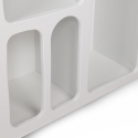 Consola de entrada moderna blanca con compartimentos curvados 120x37cm Liva Descueto