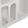 Consola de entrada moderna blanca con compartimentos curvados 120x37cm Liva Descueto