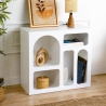 Librería de diseño moderna blanca con compartimentos curvos 80x37x74cm Lessa Venta