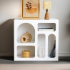 Librería de diseño moderna blanca con compartimentos curvos 80x37x74cm Lessa Rebajas