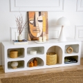 Mueble bajo para TV de diseño 160x40 cm con 7 compartimentos blanco Lorin Promoción