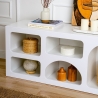 Mueble bajo para TV de diseño 160x40 cm con 7 compartimentos blanco Lorin Oferta