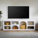 Mueble bajo para TV de diseño 160x40 cm con 7 compartimentos blanco Lorin Rebajas