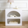 Mesita de noche de diseño blanco para dormitorio 50x40cm con 2 compartimentos Lorin S Venta