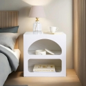 Mesita de noche de diseño blanco para dormitorio 50x40cm con 2 compartimentos Lorin S Oferta