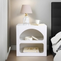 Mesita de noche de diseño blanco para dormitorio 50x40cm con 2 compartimentos Lorin S Rebajas
