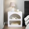 Mesita de noche de diseño blanco para dormitorio 50x40cm con 2 compartimentos Lorin S Rebajas