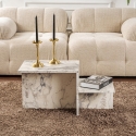 Mesa de centro asimétrica de diseño moderno con 2 estantes Harmony Oferta
