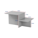 Mesa de centro asimétrica de diseño moderno con 2 estantes Harmony 