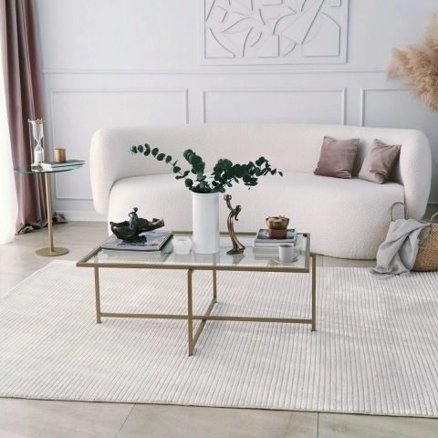Mesa de centro rectangular de vidrio y metal 94x64x35cm Sun Promoción