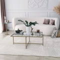 Mesa de centro rectangular de vidrio y metal 94x64x35cm Sun Promoción