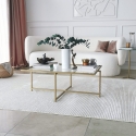 Mesa de centro rectangular de vidrio y metal 94x64x35cm Sun Venta