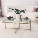 Mesa de centro rectangular de vidrio y metal 94x64x35cm Sun Rebajas