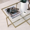 Mesa de centro rectangular de vidrio y metal 94x64x35cm Sun Modelo