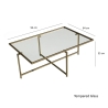 Mesa de centro rectangular de vidrio y metal 94x64x35cm Sun Medidas