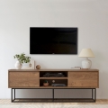 Mueble de TV industrial moderno 140x40x50cm en madera y metal Rodez Promoción
