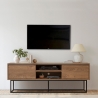 Mueble de TV industrial moderno 140x40x50cm en madera y metal Rodez Promoción