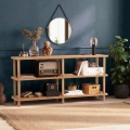 Consola librería para salón y entrada 150x35x75cm en madera natural Raca Promoción