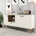 Aparador de salón 180x35 cm blanco y madera con puertas Napoli Venta