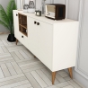 Aparador de salón 180x35 cm blanco y madera con puertas Napoli Rebajas