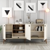 Aparador de salón 180x35 cm blanco y madera con puertas Napoli Descueto