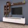 Mueble de salón para TV con estantes y compartimentos abiertos blanco y natural Sirio Rebajas