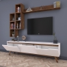 Mueble de salón para TV con estantes y compartimentos abiertos blanco y natural Sirio Descueto