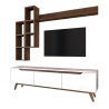 Mueble de salón para TV con estantes y compartimentos abiertos blanco y natural Sirio Stock