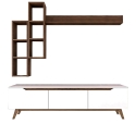 Mueble de salón para TV con estantes y compartimentos abiertos blanco y natural Sirio Elección