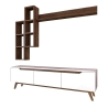 Mueble de salón para TV con estantes y compartimentos abiertos blanco y natural Sirio Modelo