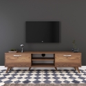 Mueble para TV Mobile con 2 puertas abatibles y 2 estantes de madera color nogal Walnut Promoción