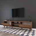 Mueble para TV Mobile con 2 puertas abatibles y 2 estantes de madera color nogal Walnut Descueto
