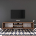 Mueble para TV Mobile con 2 puertas abatibles y 2 estantes de madera color nogal Walnut Medidas