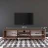 Mueble para TV Mobile con 2 puertas abatibles y 2 estantes de madera color nogal Walnut Medidas