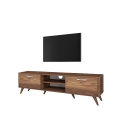 Mueble para TV Mobile con 2 puertas abatibles y 2 estantes de madera color nogal Walnut Stock