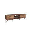 Mueble para TV Mobile con 2 puertas abatibles y 2 estantes de madera color nogal Walnut Modelo